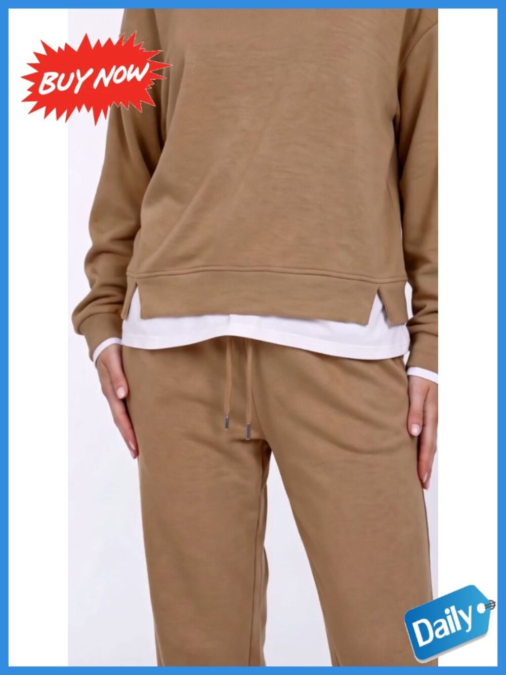 Oversized Crewneck Sweatshirt Sweatpants 2 Piece Set Lounge Travel - Picture 6 of 6